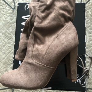 Faux suede knee high boots